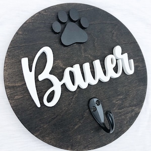 Custom Dog Hook – Wooden Leash Holder with Name – Entryway Pet Organizer Gift - Dog Leash Hook - Personalized Dog Leash Hanger - Dog Name