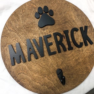 Custom Dog Hook – Wooden Leash Holder with Name – Entryway Pet Organizer Gift - Dog Leash Hook - Personalized Dog Leash Hanger - Dog Name