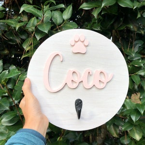 Custom Dog Hook – Wooden Leash Holder with Name – Entryway Pet Organizer Gift