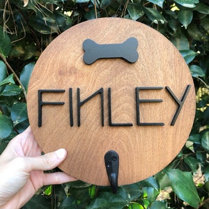 Custom Dog Hook – Wooden Leash Holder with Name – Entryway Pet Organizer Gift - Dog Leash Hook - Personalized Dog Leash Hanger - Dog Name