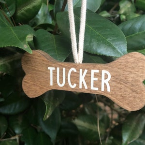Dog Christmas Tree Ornament - Dog Name Ornament - Dog Bone Ornament - Wood Christmas Tree Ornament - Wood Name Ornament - Gift for Dog