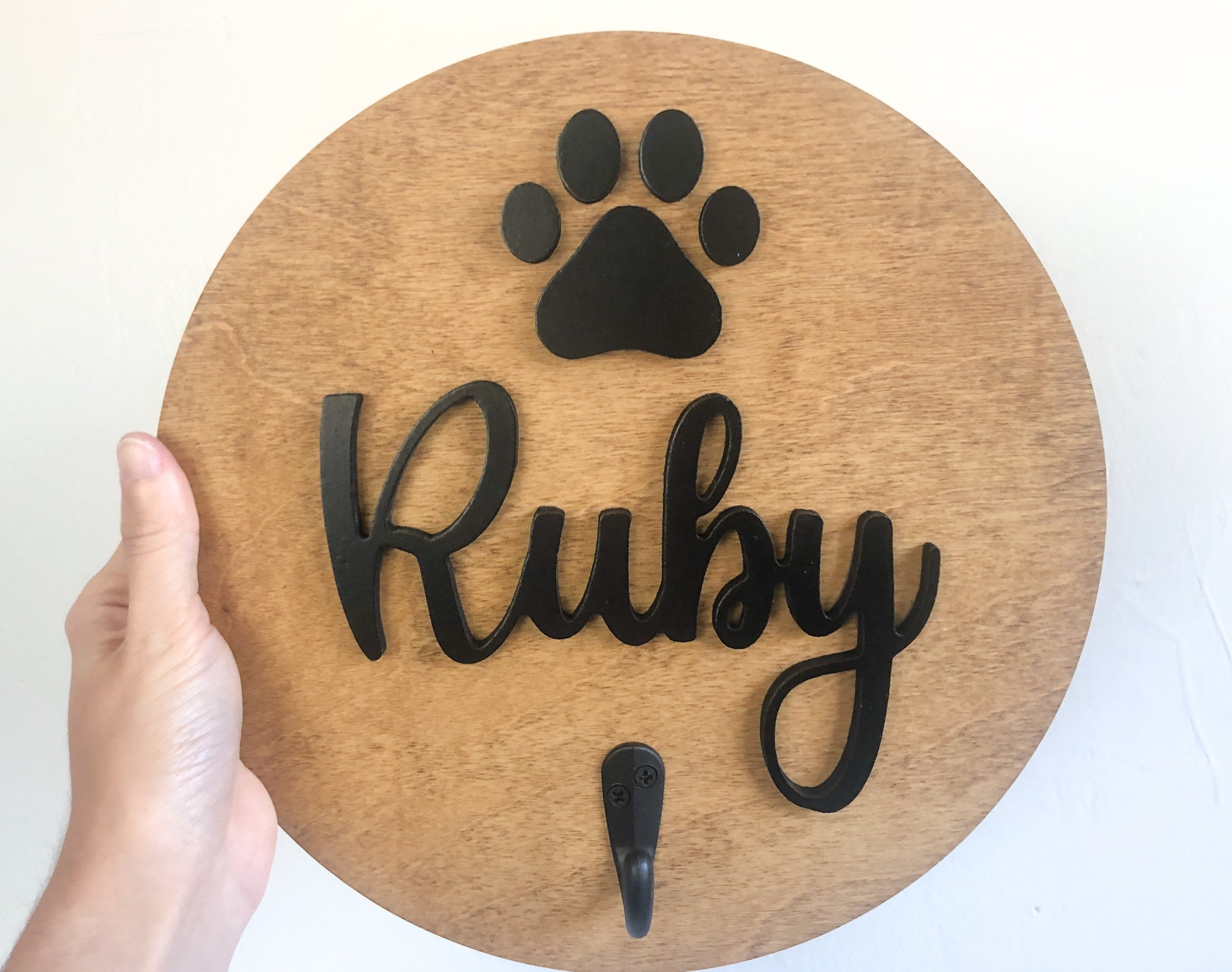 Dog Leash Hook 3D Dog Name Sign Wood Dog Name Sign Etsy