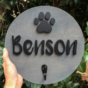 Custom Dog Hook – Wooden Leash Holder with Name – Entryway Pet Organizer Gift - Dog Leash Hook - Personalized Dog Leash Hanger - Dog Name