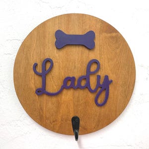 Custom Dog Hook – Wooden Leash Holder with Name – Entryway Pet Organizer Gift - Dog Leash Hook - Personalized Dog Leash Hanger - Dog Name