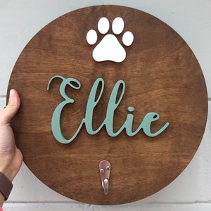 Custom Dog Hook – Wooden Leash Holder with Name – Entryway Pet Organizer Gift - Dog Leash Hook - Personalized Dog Leash Hanger - Dog Name
