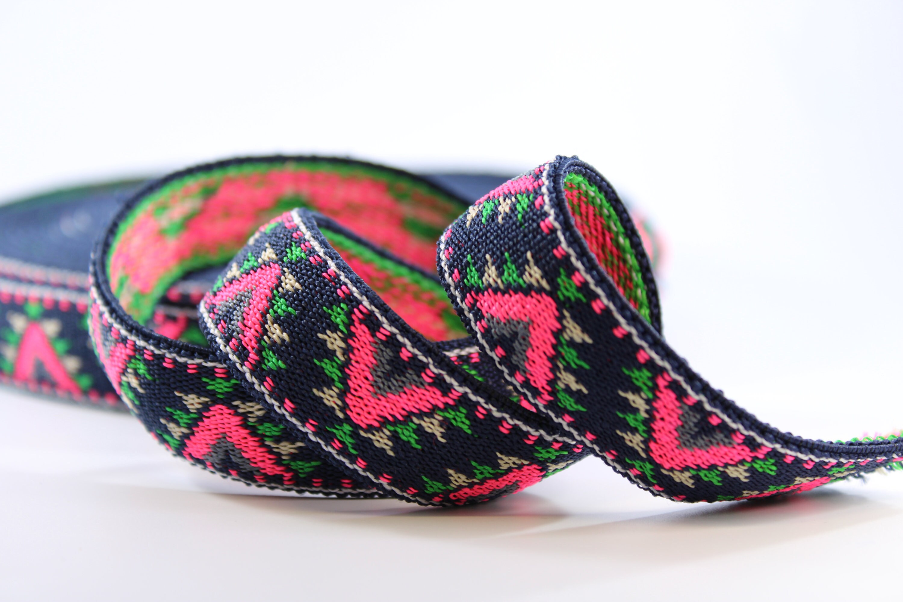 Elastic Band 25mm Wide 1 Inch 1 Yard Pink Black Chevron Boho Chic