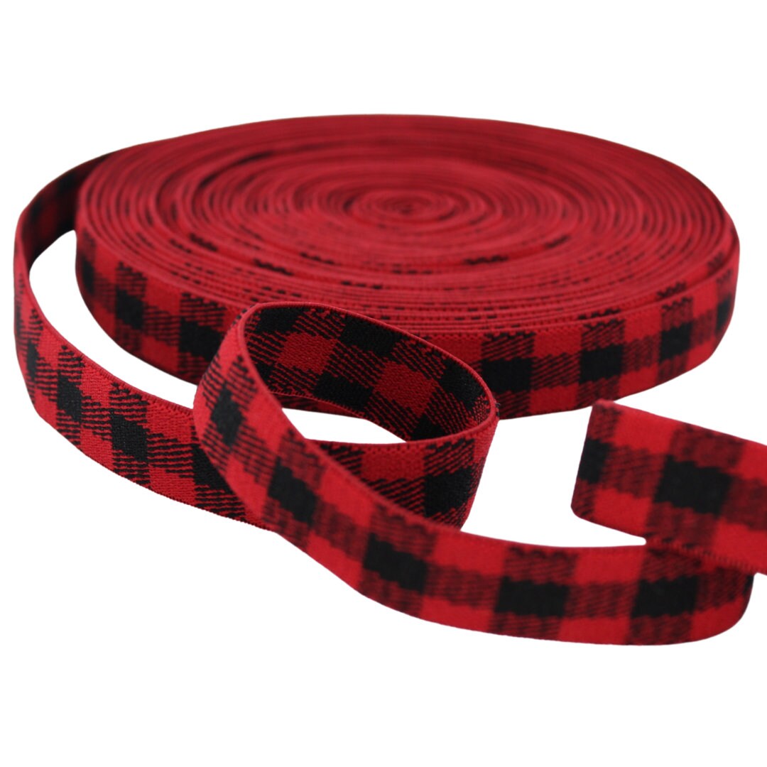 Thin Elastic Band 15.875mm Wide 5/8 Inch 1 Yard Narrow Red Buffalo