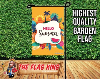 Hello Summer Vacation Garden Flag Sign Funny