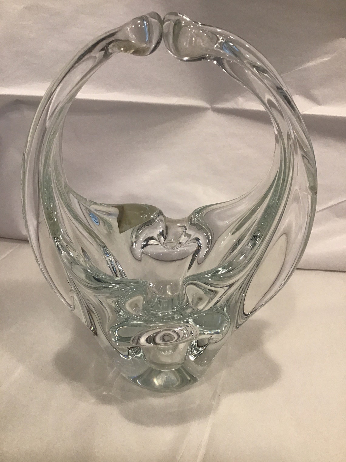 Vintage Toscany Crystal Glass Basket Vase Hand Blown Etsy