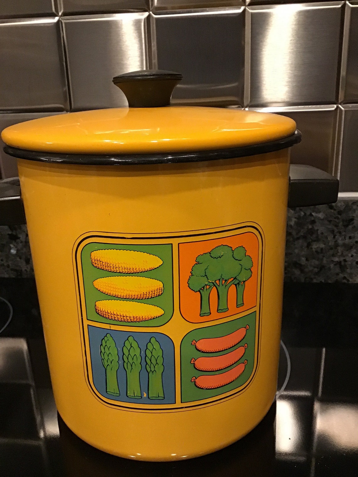 Vintage Enamel Steamer Pot With Basket Etsy