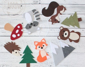 Woodland Animal Felt Garland, Woodland Nursery, Woodland Birthday, Woodland Decor, Baby Shower Decor, Woodland Felt