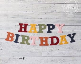 Happy Birthday Felt Banner, Happy Birthday Garland, Reusable Birthday Banner