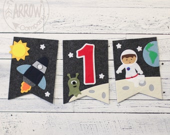 SPACE Birthday Banner, Astronaut Birthday, 1st Birthday Banner, Space Birthday