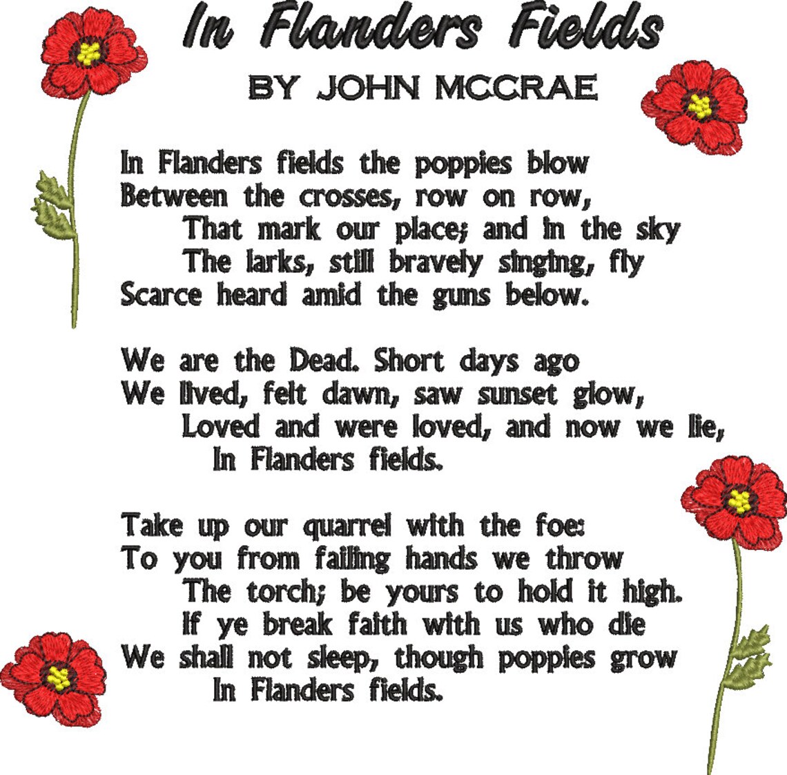 In Flanders Fields Poem Etsy