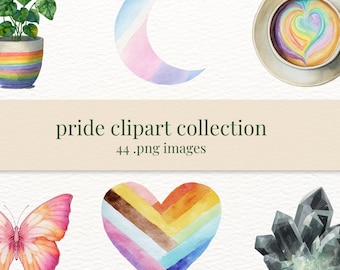 Watercolor Pride 44 Image Clipart Set, Commercial Use, LGBTQ+ and Queer Pride