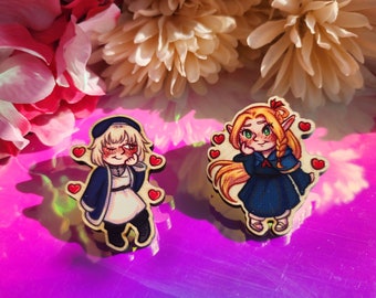 Dungeon Meshi Marcille and Farlyn Wooden Pins