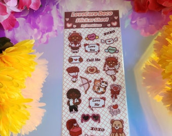 Lovecore Glossy Deco Sticker Sheet with Clear Backing