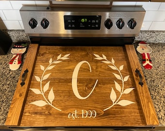 Last Initial Noodle Board, Stove Cover Board, Stove Cover for Electric Stoves, Stove Top Cover, Wood Cooktop Cover, Kitchen Decor