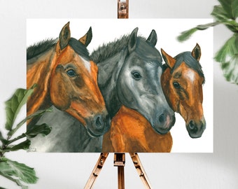 Custom Printable Horse painting, Animal Kingdom Watercolor Painting,
