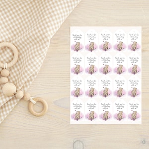 Classic Winnie the Pooh Baby Shower Favor Tags, Thank You Tags, Thank You For Celebrating With Us, Pink and Purple, Digital Download