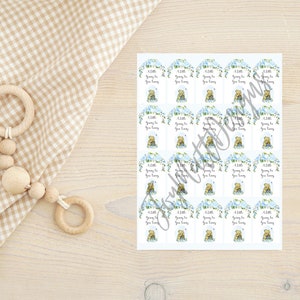Classic Winnie the Pooh Baby Shower Favor Tags, Thank You Tags, A Little Yummy For Your Tummy, Blue Flowers, Instant Download, Digital