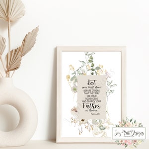 Let Your Light Shine Before Others, Bible Verse, Matthew 5:16, Religious Print, Digital Download, Instant Download, Digital Print, Printable