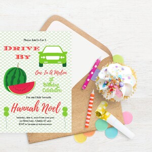Drive By Birthday Invitation, One In A Melon, 1st Birthday, Our Little Sweetie, Watermelon,  Digital Download, Printable, Personalized