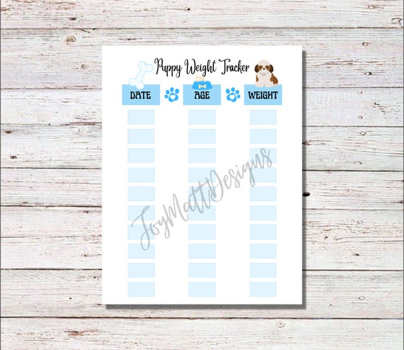 Puppy Growth Chart Puppy Weight Tracker Puppy Growth | Etsy