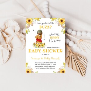 Have You Heard The Buzz, A Sweet Little Hunny Is On The Way Winnie The Pooh Baby Shower Invitation, Digital Invitation, A220