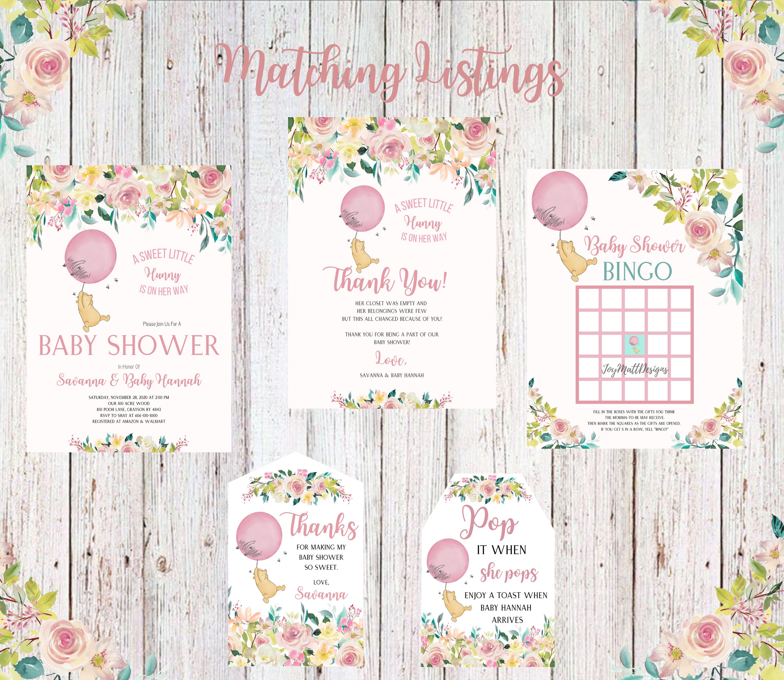 Classic Winnie the Pooh Baby Shower Invitation Girl Baby Etsy