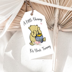 Classic Winnie the Pooh Baby Shower Favor Tags, Thank You Tags, A Little Yummy For Your Tummy,  Instant Download, A104