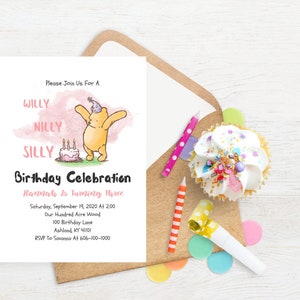 Winnie The Pooh Birthday Invitations, Winnie The Pooh Invitation, Classic Winnie The Pooh Girl Invitations, Digital, Printable, Personalized
