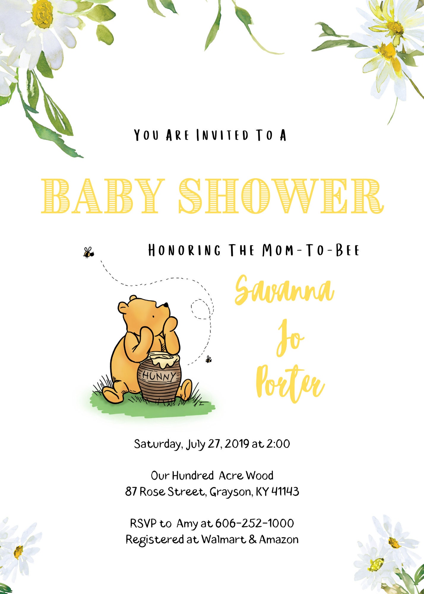 Winnie the Pooh Baby Shower Invitation Girl Baby Shower Etsy Ireland