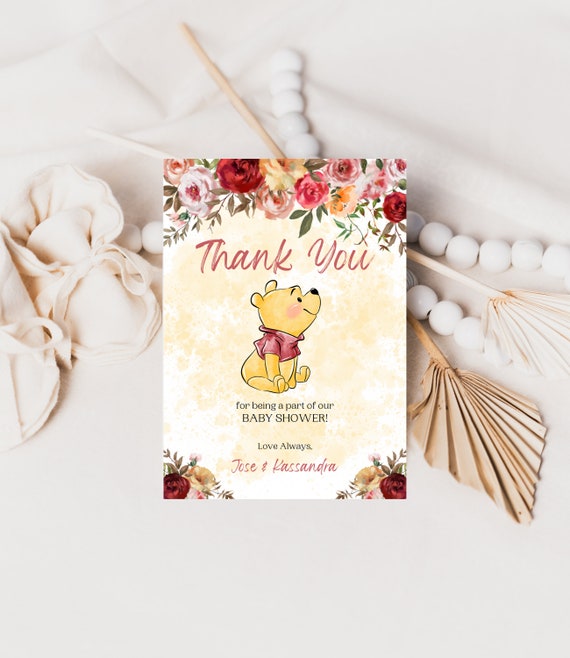 Winnie the Pooh Baby Shower Thank You Card Digital Download Etsy