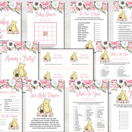 Classic Winnie the Pooh Baby Shower Games Editable Printable - Etsy