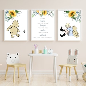 Classic Winnie the Pooh Nursery Art, Print Printable Wall Decor, Christopher Robin And Pooh, Pooh Quotes,Digital Print, Instant Download