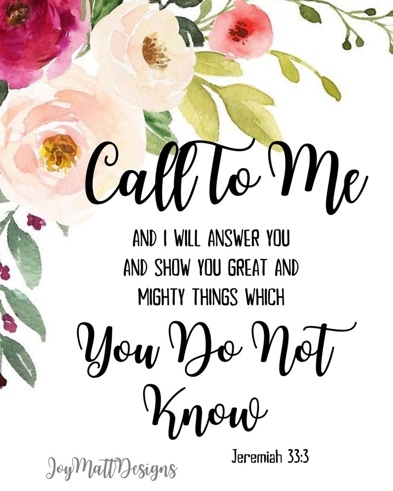 Call To Me And I Will Answer You Jeremiah 333 Bible Verse Etsy