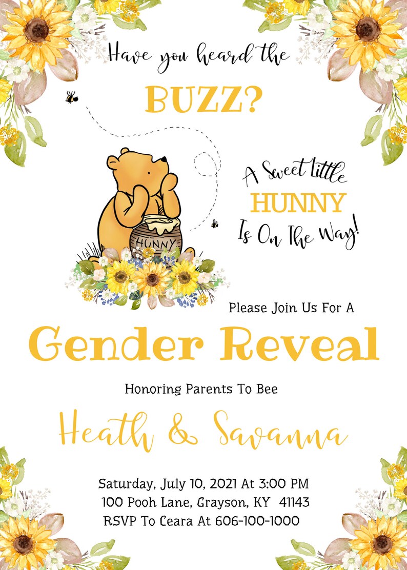 Classic Winnie the Pooh Gender Reveal Invitation Have You Etsy Hong Kong