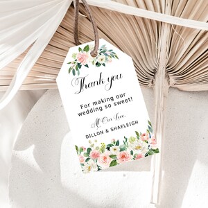 Digital Watercolor Blush Floral Wedding Favor Tag, Thank You Tag, Gift Tags, Digital Favor Tags, Personalized, Printable, A256