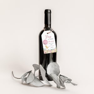 Classico Winnie The Pooh Pop It When She Pops Baby Shower Tag, etichetta pronta per essere scoppiata, etichetta per champagne o vino, personalizzata, A100