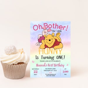 Oh Bother! Winnie the Pooh & Piglet Birthday, Digital Birthday Invitation, Our Sweet Little Hunny, Instant Download, Personalized, Printable