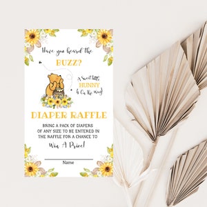 ¿Has oído la tarjeta de solicitud de pañales Buzz Classic Winnie The Pooh Baby Shower, inserción de tarjeta de invitación, tarjeta de rifa de pañales digital, A112?