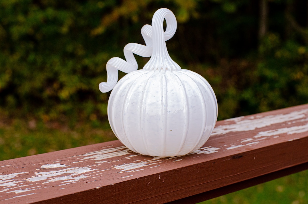 All White Glass Pumpkin Etsy