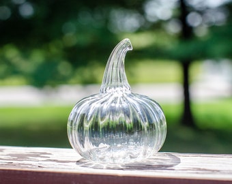 Small Clear Glass Pumpkin with Straight Stem