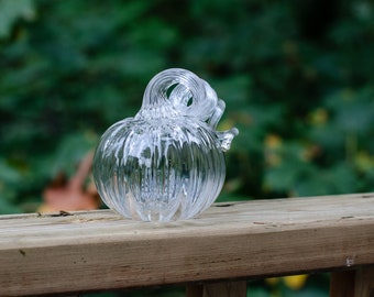 Miniature Clear Blown Glass Pumpkin