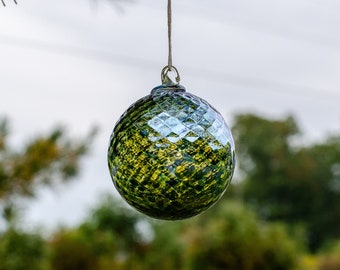 Silver Aqua Diamond Facet Glass Ornament