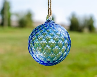 Blue Blown Glass Christmas Ornament