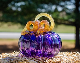 Purple and Gold Glass Pumpkin