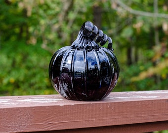 Small Black Glass Pumpkin