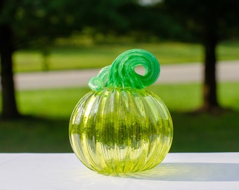 Small Lime and Green Glass Pumpkin